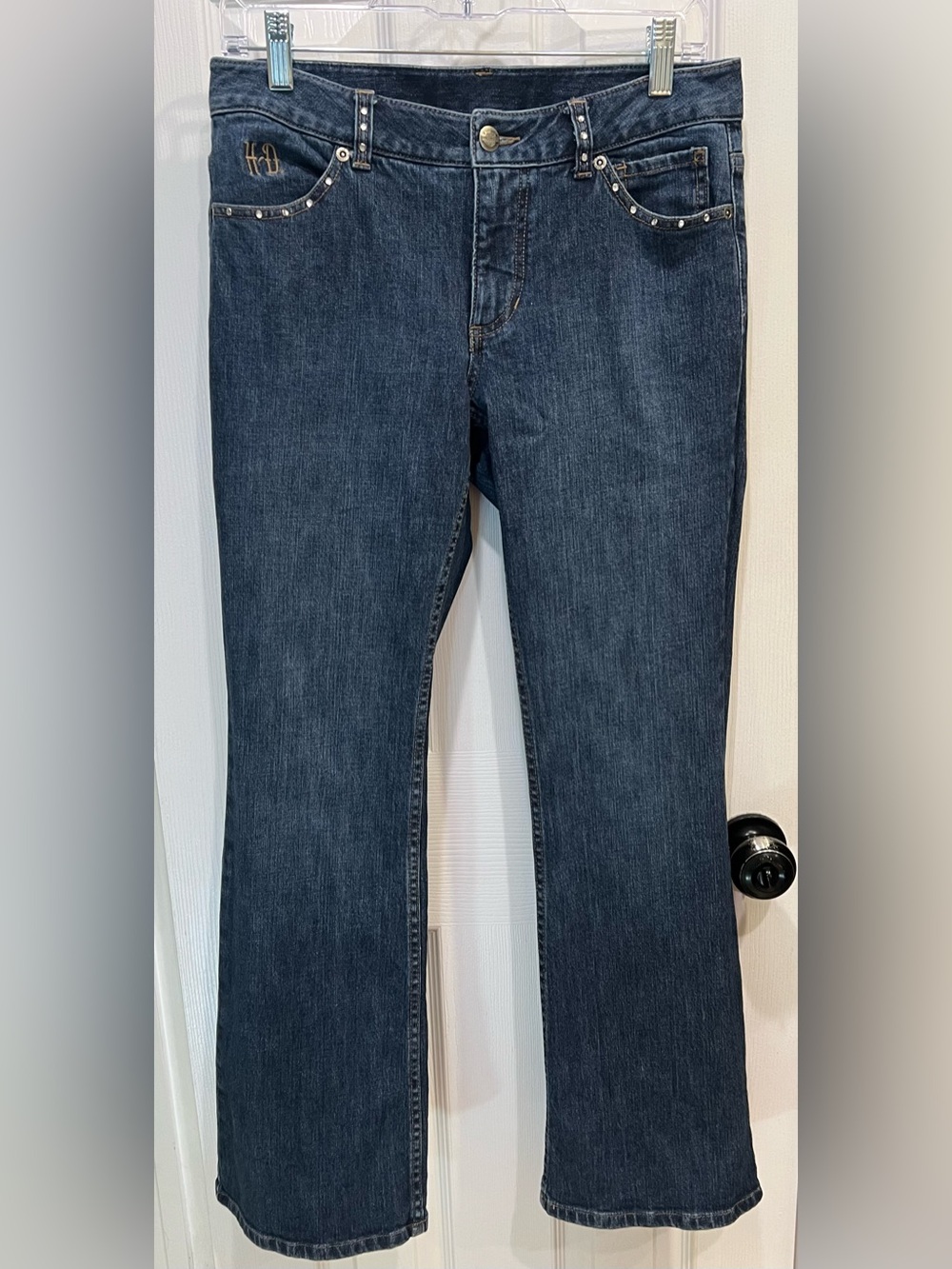 Harley-Davidson Dark Blue Women's Boot Cut Jeans with Stud Accents